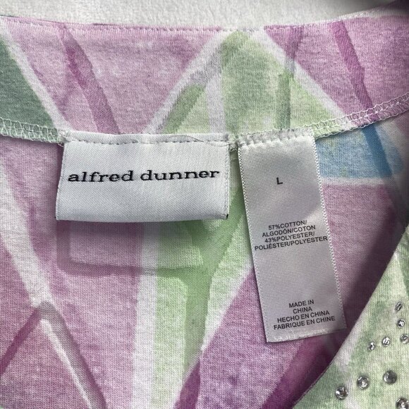 Alfred Dunner Studded VNeck Semi Sheer Short Sleeve Shirt Women Large Multicolor - Picture 8 of 13